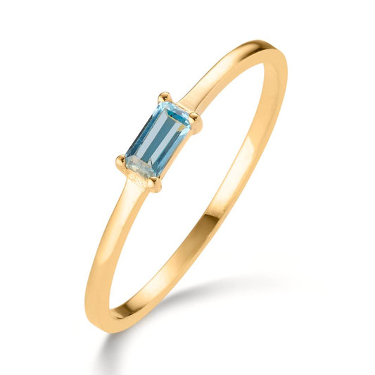 Bague Or jaune 14K Topaze bleu, 0.15 ct