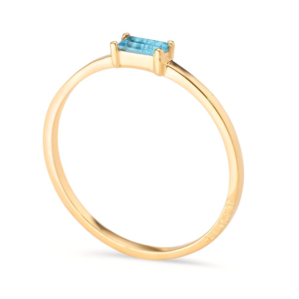 Bague Or jaune 14K Topaze bleu, 0.15 ct