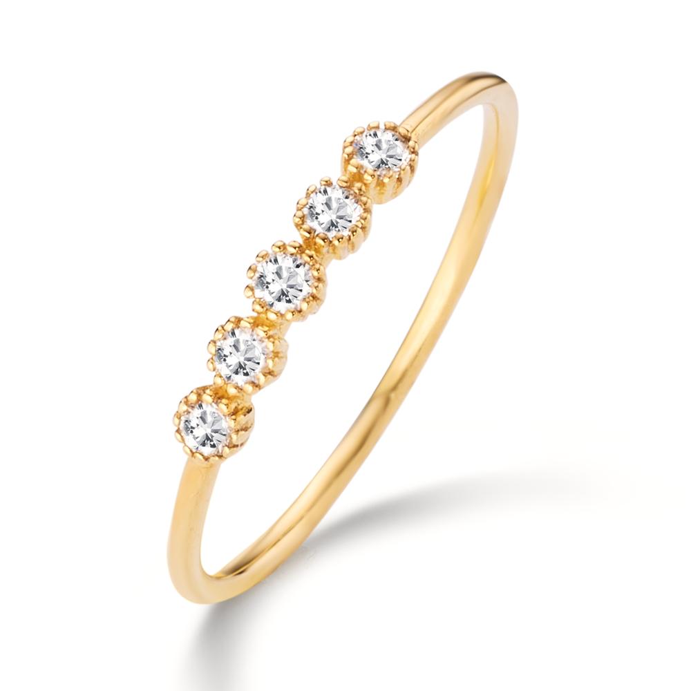 Bague Or jaune 14K Diamant 0.125 ct, 5 Pierres, w-si