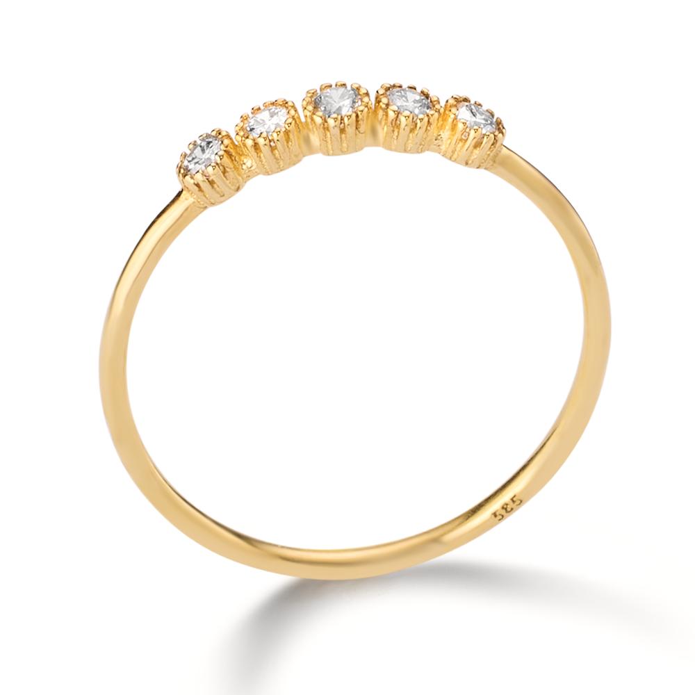 Bague Or jaune 14K Diamant 0.125 ct, 5 Pierres, w-si