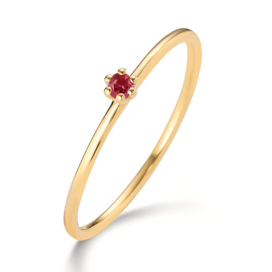 Bague solitaire Or jaune 14K Rubis 0.04 ct