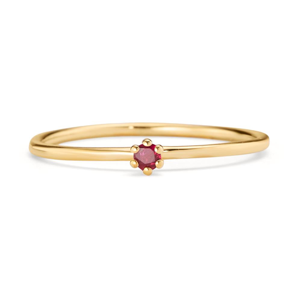 Bague solitaire Or jaune 14K Rubis 0.04 ct