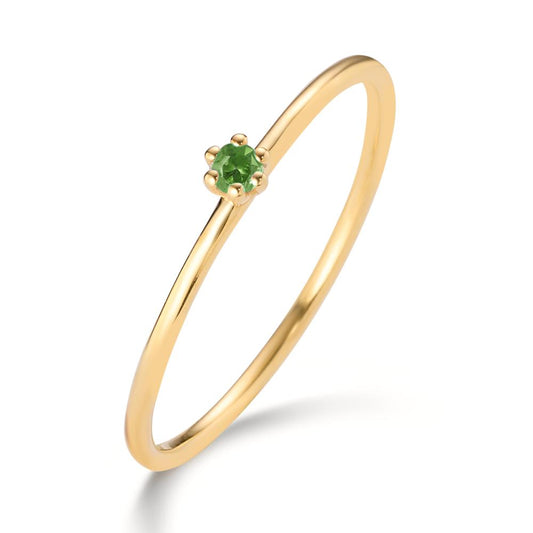 Bague solitaire Or jaune 14K Grenat vert, 0.04 ct