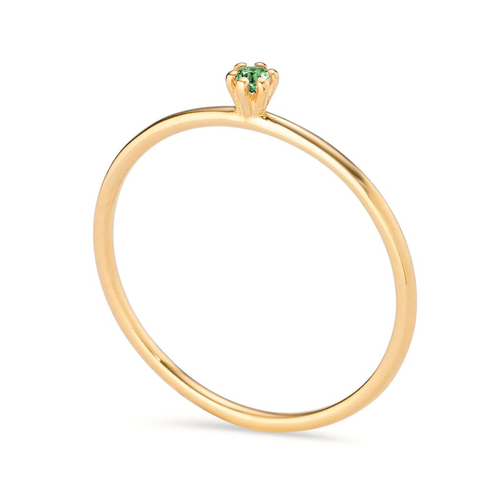 Bague solitaire Or jaune 14K Grenat vert, 0.04 ct