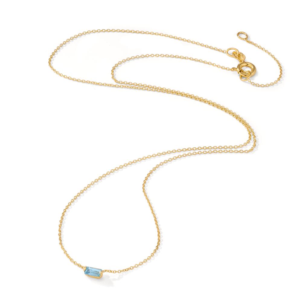 Collier Or jaune 14K Topaze bleu, 0.15 ct 39-42 cm