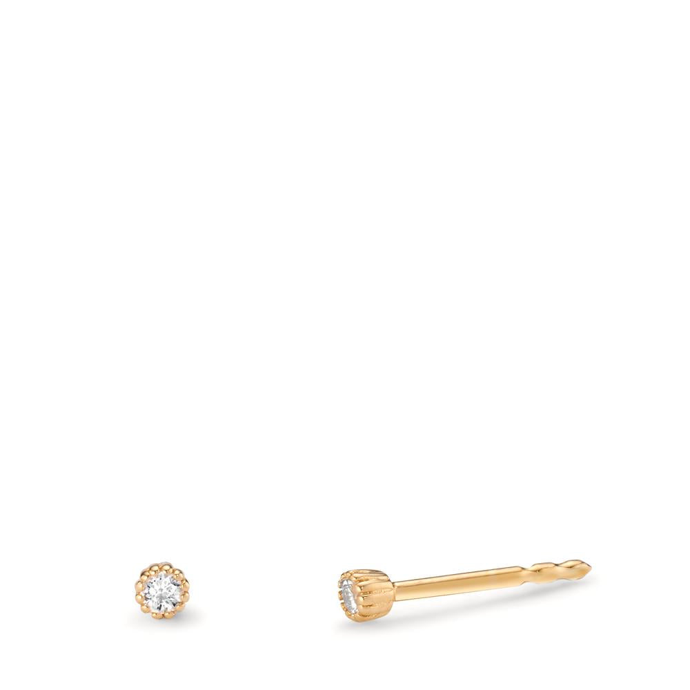 Clous d'oreilles Or jaune 14K Diamant 0.05 ct, 2 Pierres, w-si Ø2.5 mm