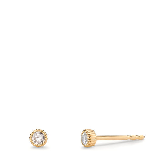 Clous d'oreilles Or jaune 14K Diamant 0.14 ct, 2 Pierres, w-si Ø3 mm