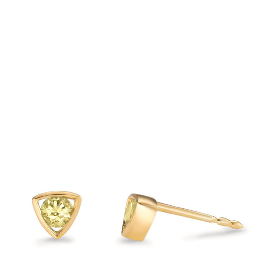 Clous d'oreilles Or jaune 14K Péridot 0.24 ct, 2 Pierres Ø4.5 mm