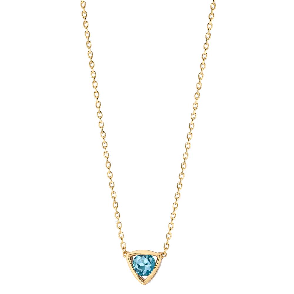 Collier Or jaune 14K Topaze bleu, 0.14 ct 39-42 cm