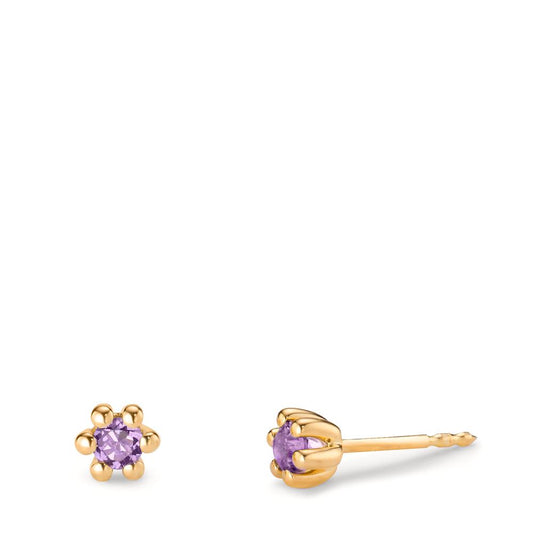 Clous d'oreilles Or jaune 14K Améthyste 0.20 ct, 2 Pierres Ø4.5 mm