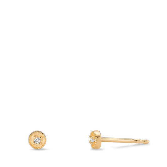 Clous d'oreilles Or jaune 14K Diamant 0.016 ct, 2 Pierres, w-si Ø3.5 mm