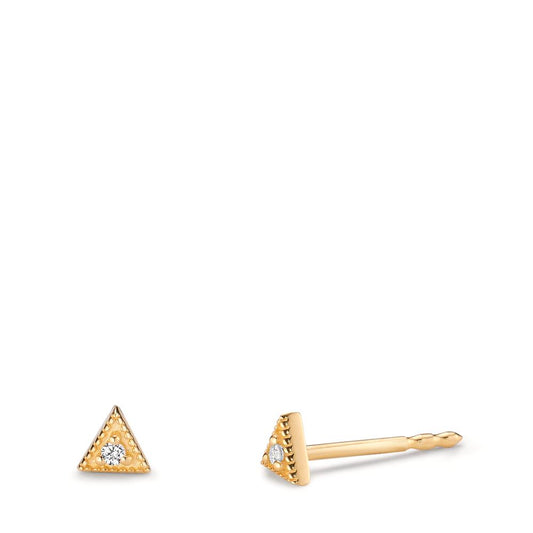 Clous d'oreilles Or jaune 14K Diamant 0.016 ct, 2 Pierres, w-si Ø3.5 mm