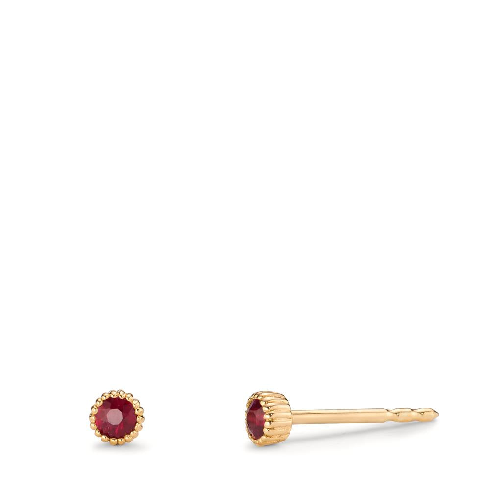 Clous d'oreilles Or jaune 14K Rubis 0.15 ct, 2 Pierres Ø3 mm