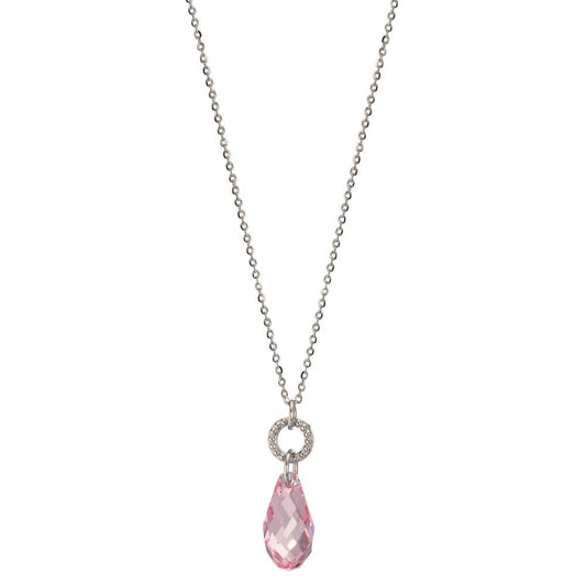 Collier Acier inoxydable Zircone rose 43-47 cm