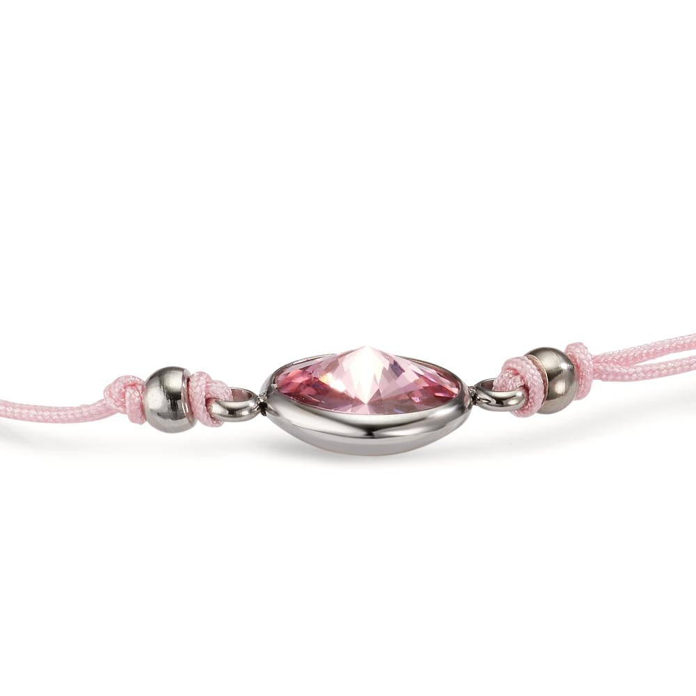 Bracelet Acier inoxydable, Tissu Zircone rose 14-21 cm