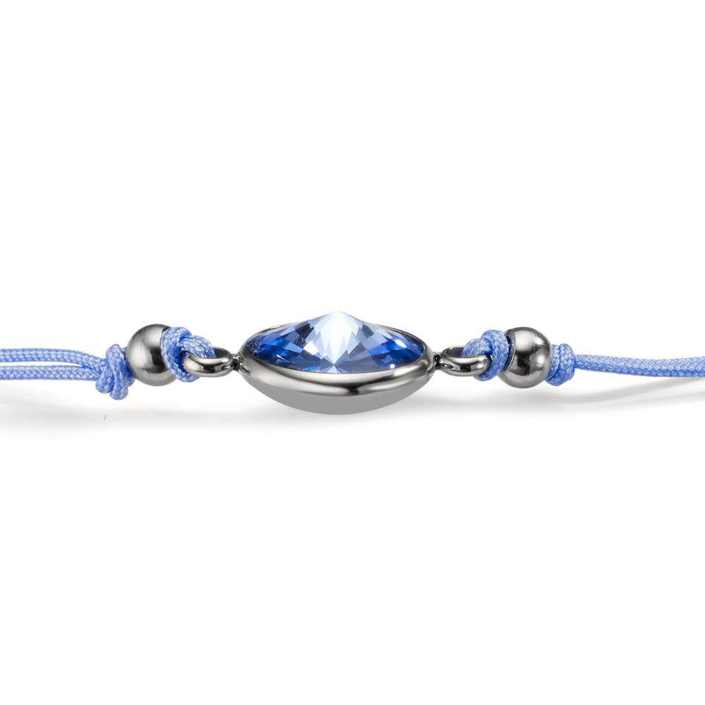 Bracelet Acier inoxydable, Tissu Zircone bleu clair 14-21 cm