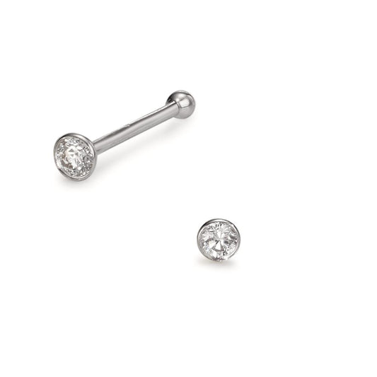 Clous de nez Or blanc 18K Diamant 0.035 ct, w-si Ø2.5 mm