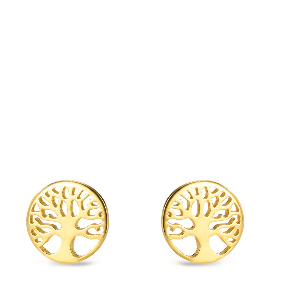 Clous d'oreilles Argent jaune Plaqué or Arbre de la vie Ø10 mm