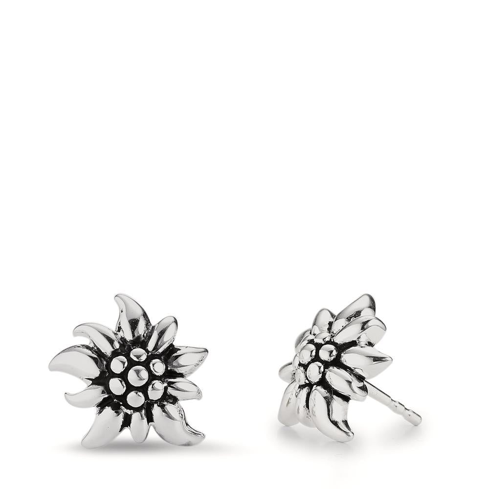 Clous d'oreilles Argent Patinée Edelweiss Ø9 mm