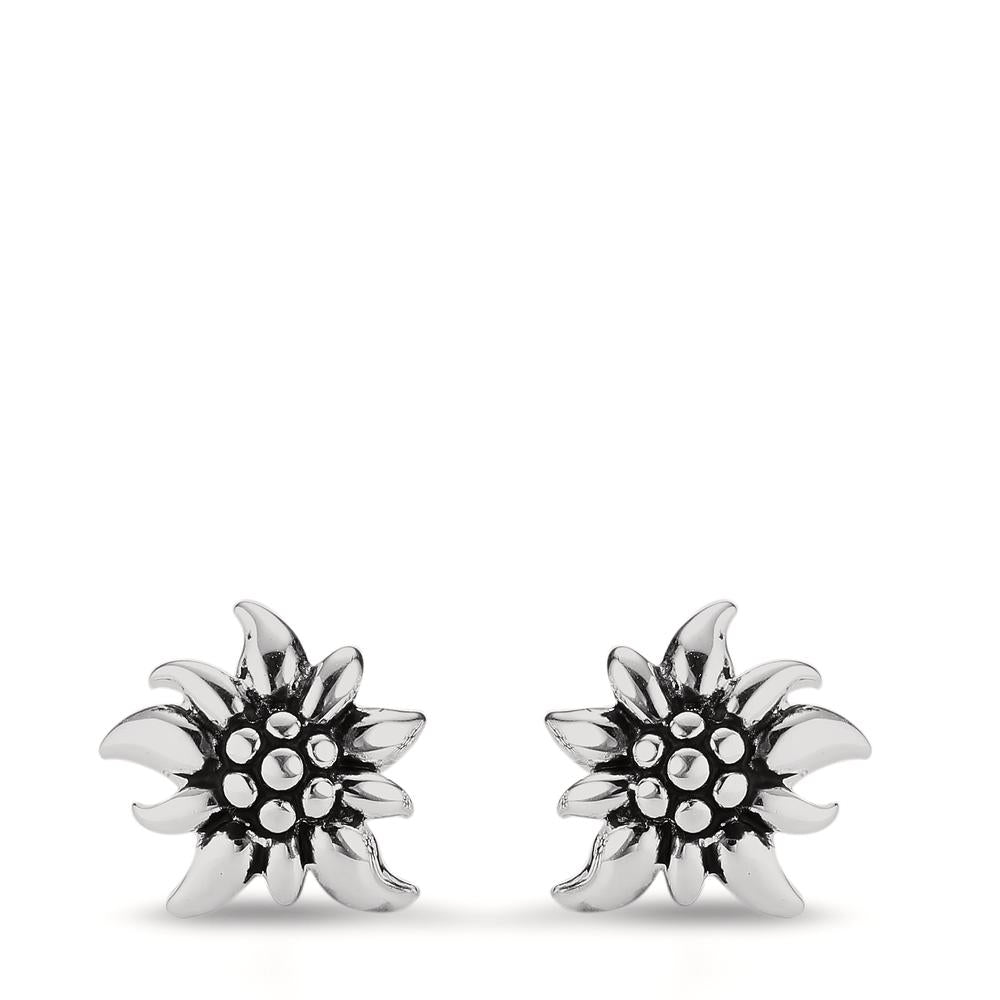 Clous d'oreilles Argent Patinée Edelweiss Ø9 mm