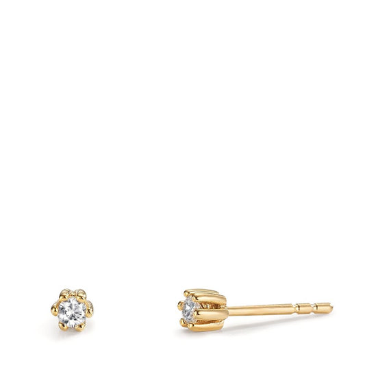 Clous d'oreilles Or jaune 9K Zircone 2 Pierres Ø3 mm