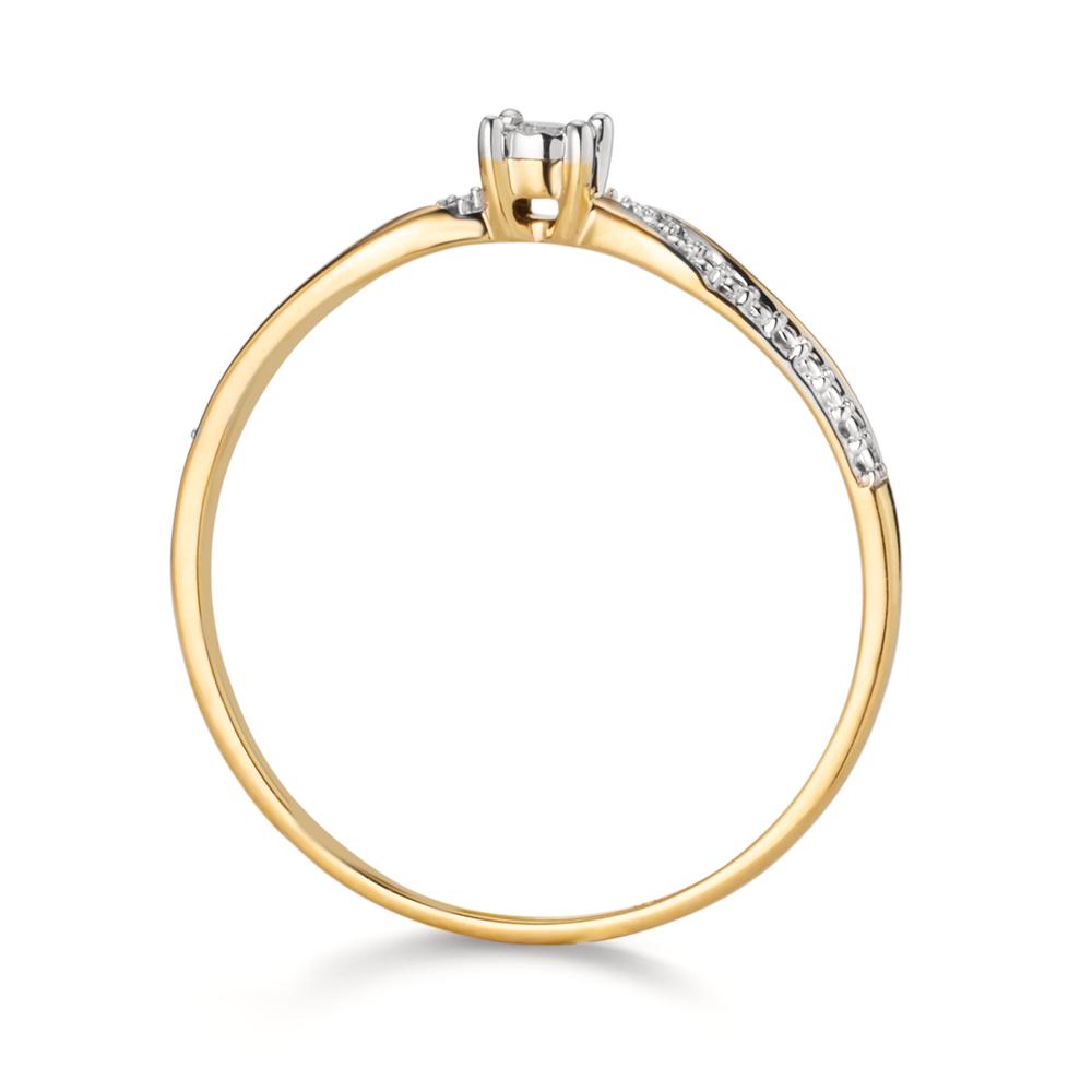 Bague solitaire Or jaune 18K Diamant 0.02 ct, w-si