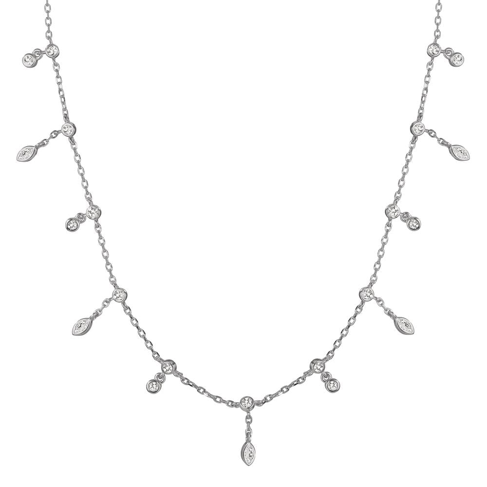 Collier Argent Zircone 30 Pierres Rhodié 32-40 cm