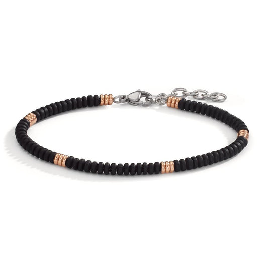 Bracelet Acier inoxydable Onyx rosé PVD 19-22 cm Ø4 mm