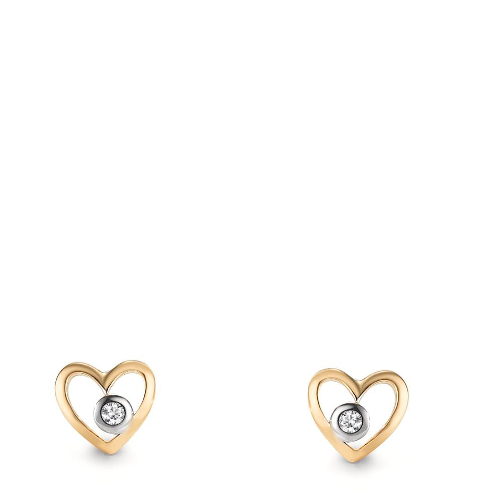 Clous d'oreilles Or jaune 18K Cultivé en laboratoire de diamant 0.02 ct, 2 Pierres, w-si Coeur Ø6 mm