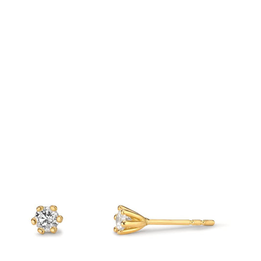 Clous d'oreilles Or jaune 18K Cultivé en laboratoire de diamant 0.18 ct, 2 Pierres Ø3.5 mm