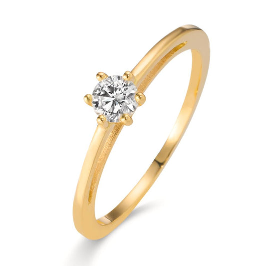 Bague solitaire Or jaune 18K Cultivé en laboratoire de diamant 0.20 ct