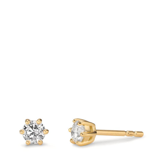 Clous d'oreilles Or jaune 18K Cultivé en laboratoire de diamant 0.40 ct, 2 Pierres Ø4.4 mm