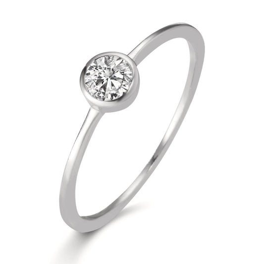 Bague solitaire Or blanc 18K Cultivé en laboratoire de diamant 0.20 ct Ø4.5 mm