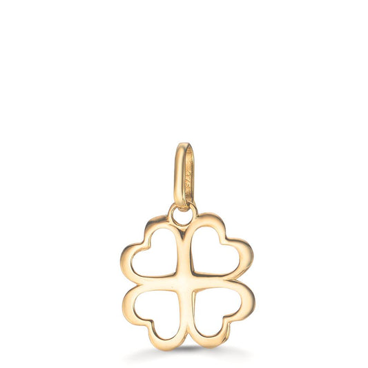 Pendentif Or jaune 9K Feuille de Trèfle Ø11 mm