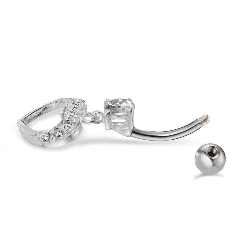 Piercing nombril Acier inoxydable, Métal Zircone Coeur