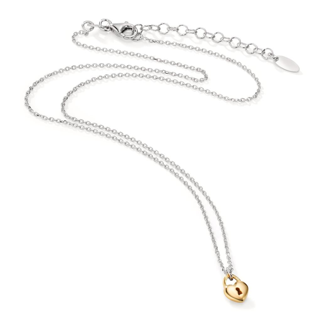 Collier Argent jaune Rhodié Coeur 40-44 cm