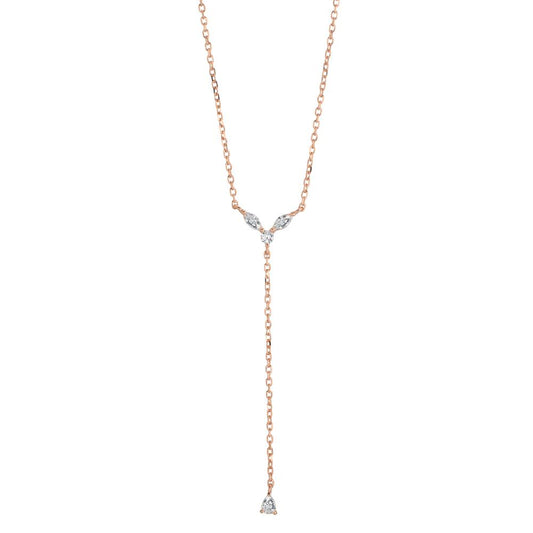 Collier Argent Zircone 4 Pierres rosé Plaqué or 40-45 cm