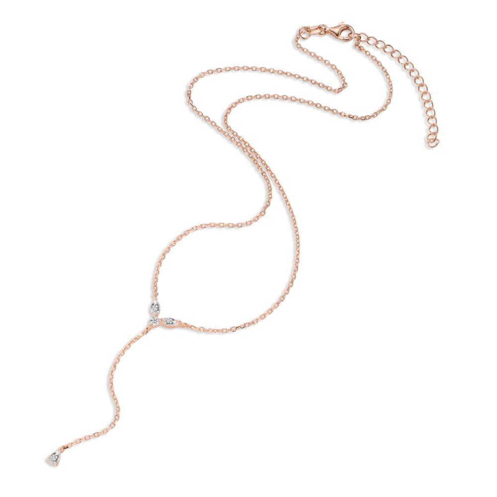 Collier Argent Zircone 4 Pierres rosé Plaqué or 40-45 cm