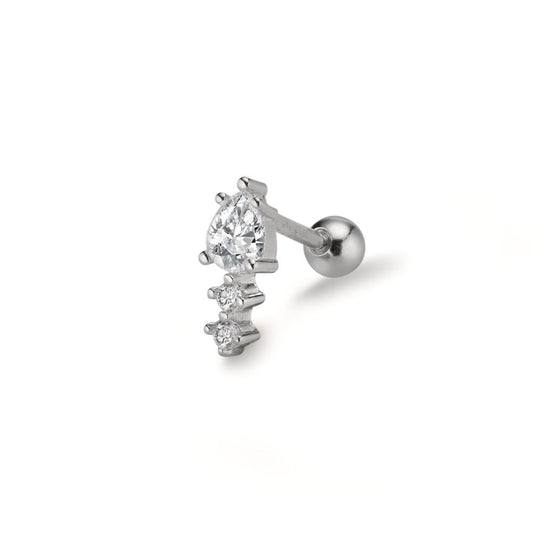 Piercing Argent Zircone 3 Pierres Rhodié