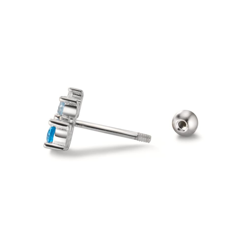 Piercing Argent Zircone 5 Pierres Rhodié