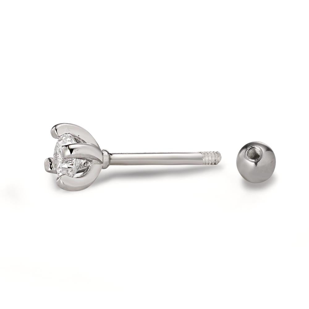 Piercing Argent Zircone Rhodié Ø4 mm