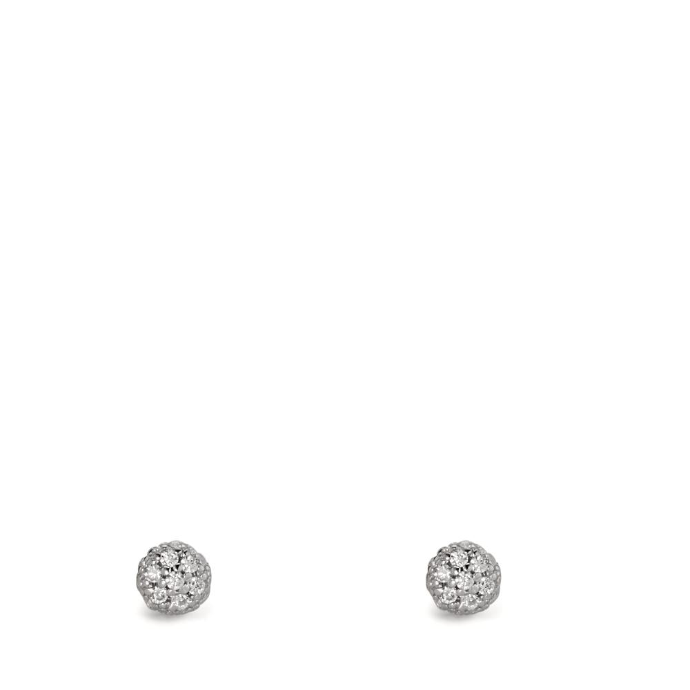 Clous d'oreilles Argent Zircone Rhodié Ø4 mm