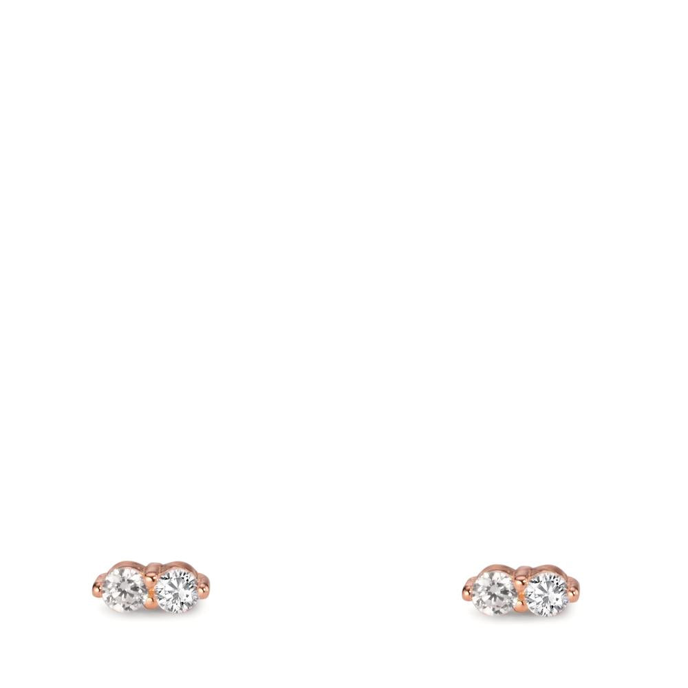 Clous d'oreilles Argent Zircone 4 Pierres rosé Plaqué or