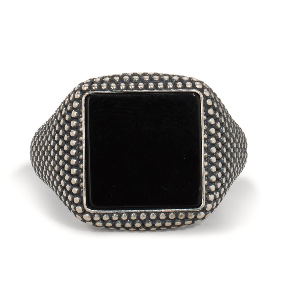 Bague Argent Onyx Patinée