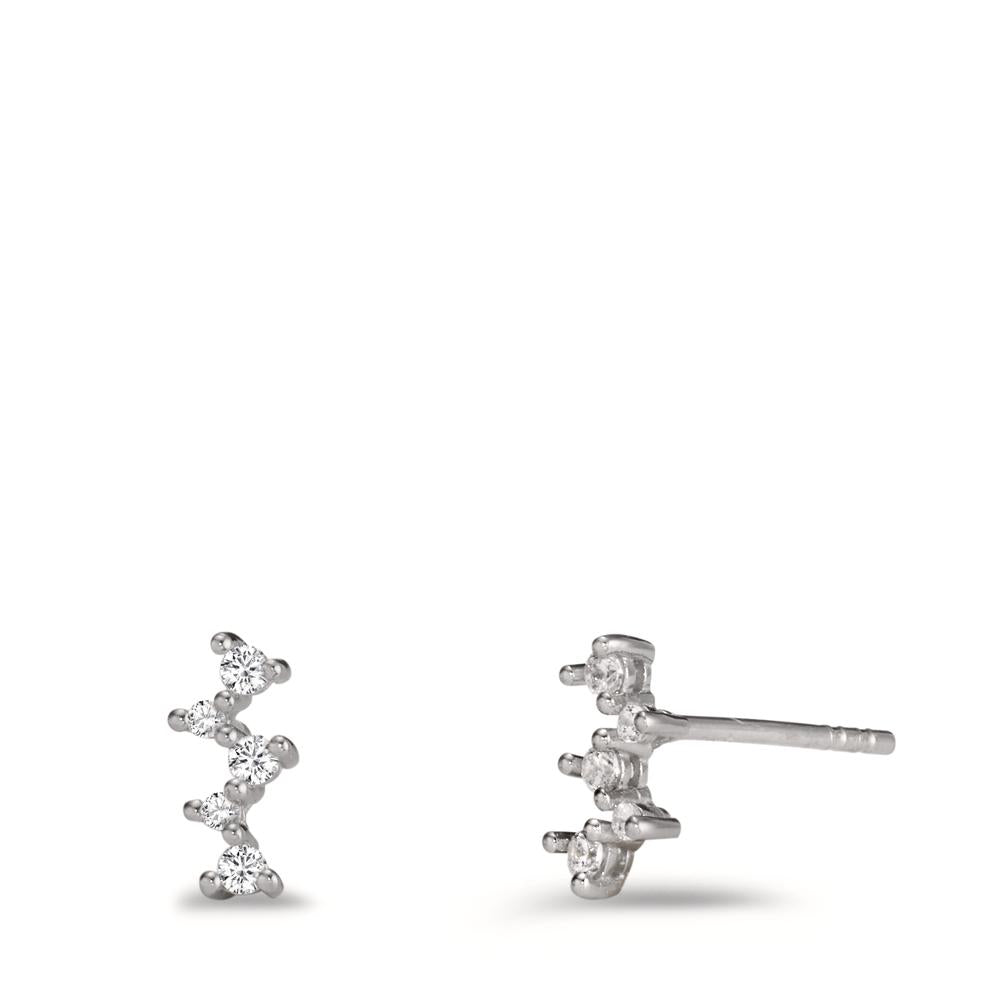 Clous d'oreilles Argent Zircone 10 Pierres Rhodié