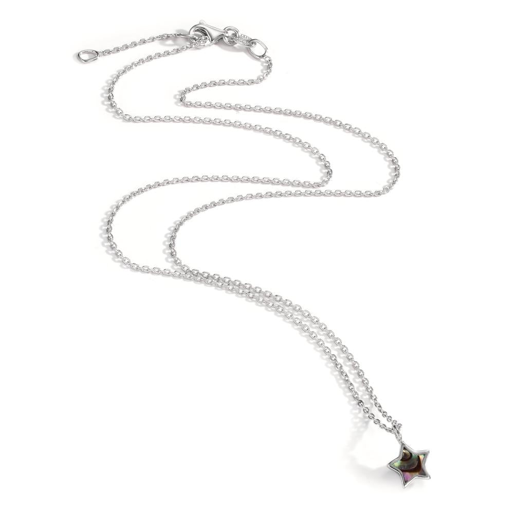 Collier Argent Abalone Rhodié Étoile 36-38 cm Ø7.5 mm