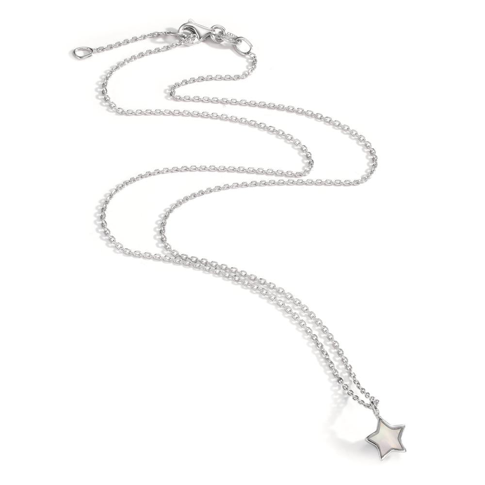 Collier Argent Rhodié nacre Étoile 40-42 cm Ø7.5 mm