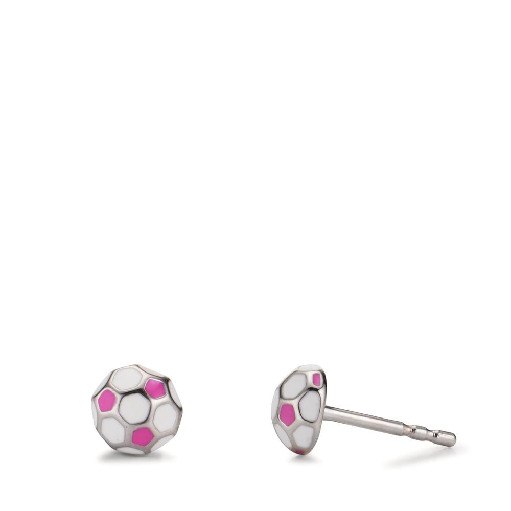 Clous d'oreilles Argent Rhodié Football Ø6 mm