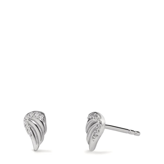 Clous d'oreilles Argent Zircone Rhodié Aile