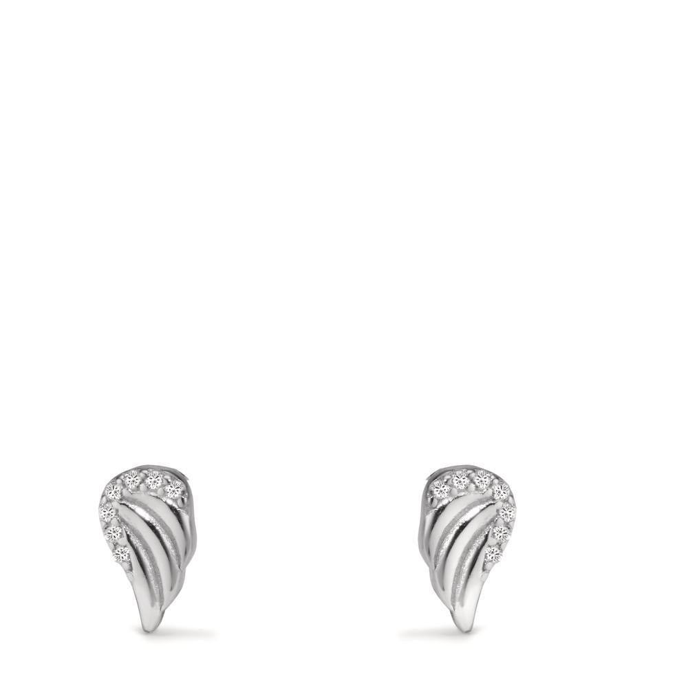 Clous d'oreilles Argent Zircone Rhodié Aile